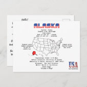 Alaska American staat op een kaart en nuttige info (Voorkant / Achterkant)