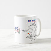 Alaska American staat op een kaart en nuttige info Koffiemok (Voorkant rechts)