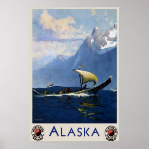 Alaska Amerikaans USA Verenigde Staten Vintage Rei Poster
