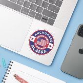 Alaska, ANCHORAGE Sticker (Laptop met iPhone)