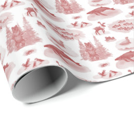 Alaska Animal Toile (Brick Red) Cadeaupapier