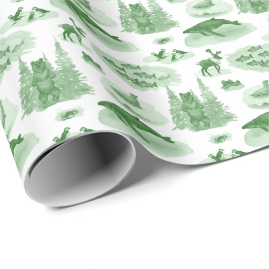 Alaska Animal Toile (Emerald Green) Cadeaupapier (Rol Hoek)