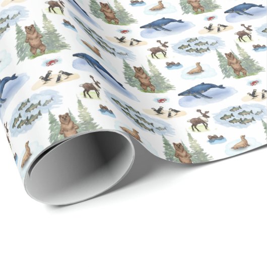 Alaska Animal Toile (Original Colors)  Cadeaupapier (Rol Hoek)