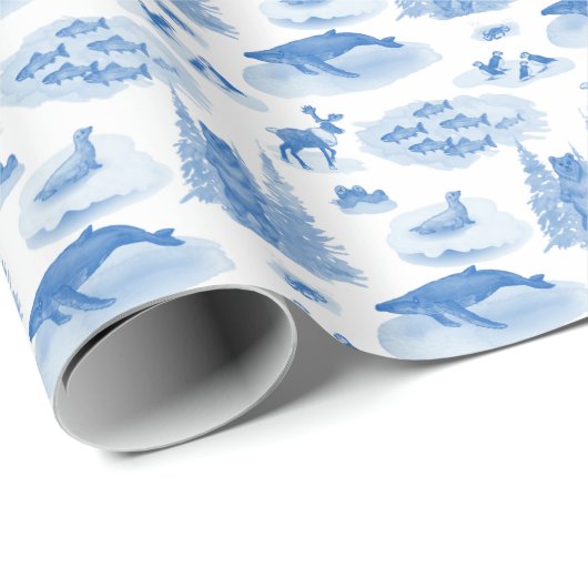 Alaska Animal Toile (Wedgewood Blue) Cadeaupapier (Rol Hoek)