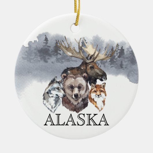 Alaska Animals Beer Wolf Moose Keramisch Ornament (Voorkant)