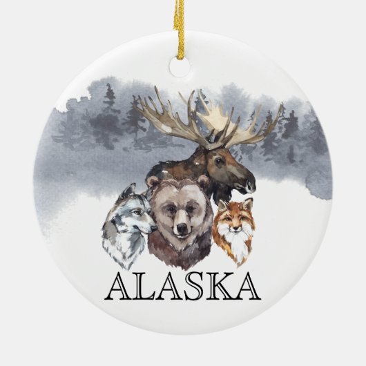Alaska Animals Beer Wolf Moose Keramisch Ornament (Achterkant)