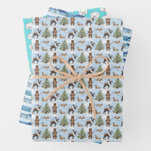 Alaska Animals Holiday Wrapping Paper (In situ)