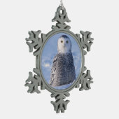 Alaska Arctic Snowy Owl Winter Scene Fotoontwerp Tin Sneeuwvlok Ornament (Links)