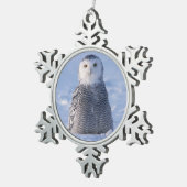 Alaska Arctic Snowy Owl Winter Scene Fotoontwerp Tin Sneeuwvlok Ornament (Rechts)