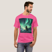 Alaska Aurora Borealis Howling Wolf esthetische fo T-shirt (Voorkant volledig)