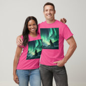 Alaska Aurora Borealis Howling Wolf esthetische fo T-shirt (Unisex)