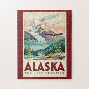 Alaska Aurora Borealis Illustratie van een Amerika Legpuzzel