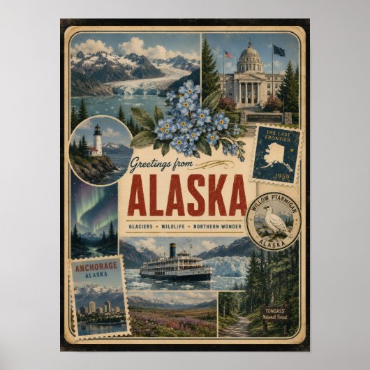 Alaska Authentieke Vintage Stijl Poster (Voorkant)