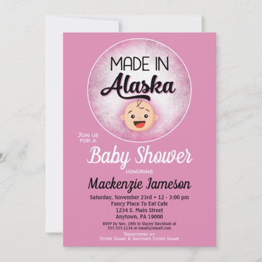 Alaska Baby shower Funny Pink Girls Kaart (Voorkant)