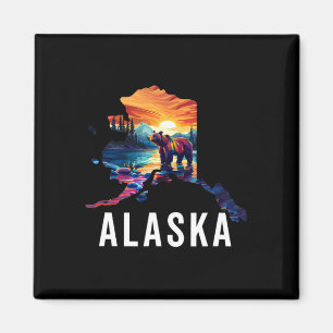 Alaska Beer Dier Alaska Kaart Souvenirs Vakantie Magneet