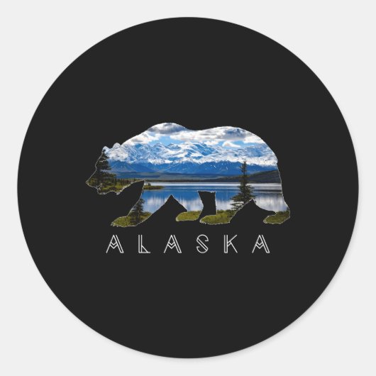 Alaska Beer met Lake Mountain Ronde Sticker (Voorkant)