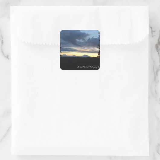 Alaska bergketen zonsondergang vierkante sticker (Tas)