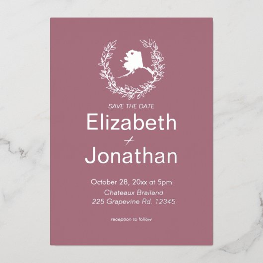 Alaska Bestemming Trouwen   Folie Uitnodiging (Voorkant)