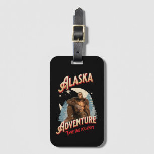 Alaska Bigfoot Avontuur Retro Wildernis Kunst Bagagelabel