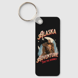 Alaska Bigfoot Avontuur Retro Wildernis Kunst Sleutelhanger