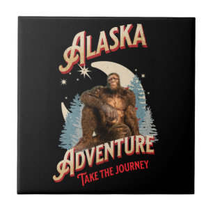 Alaska Bigfoot Avontuur Retro Wildernis Kunst Tegeltje