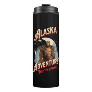 Alaska Bigfoot Avontuur Retro Wildernis Kunst Thermosbeker