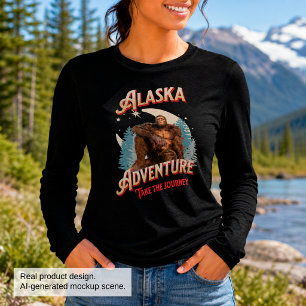 Alaska Bigfoot Avontuur Retro Wildernis Kunst Tri-Blend Shirt