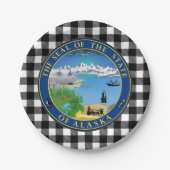 Alaska Bord, buffelplaid USA & Alaska Flag Papieren Bordje (Voorkant)
