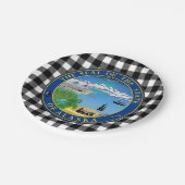 Alaska Bord, buffelplaid USA & Alaska Flag Papieren Bordje (Gekanteld)