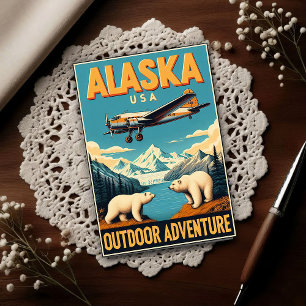 Alaska Buitenlandse Avontuur Reis Vintage Briefkaart