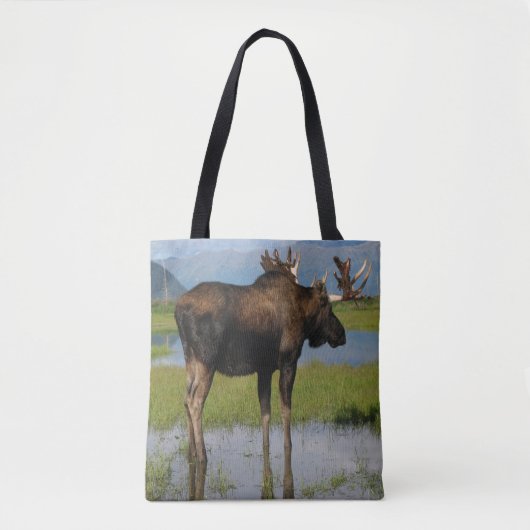 Alaska Bull Moose Antlers Schilderachtig Fotoontwe Tote Bag (Voorkant)