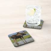 Alaska Bull Moose Marsh Outdoor Scene Foto Bier Onderzetter (Rechterzijde)