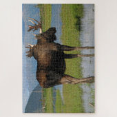 Alaska Bull Moose met Rack Antlers Schilderachtig Legpuzzel (Verticaal)