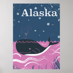 Alaska Cartoon  walvisreisposter Poster