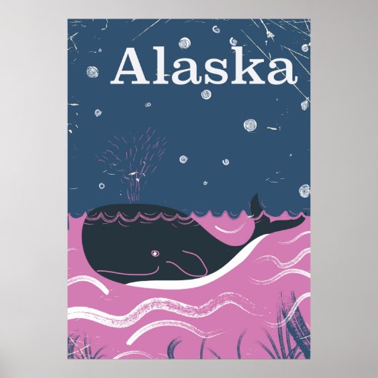 Alaska Cartoon  walvisreisposter Poster (Voorkant)