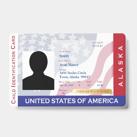 ALASKA - Child ID Kaart Badge (Voorkant)
