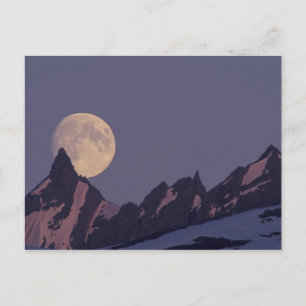 Alaska, Chugach-gebergte Volle maan komt op Briefkaart