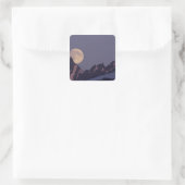 Alaska, Chugach Mountains Full moon stijgt Vierkante Sticker (Tas)