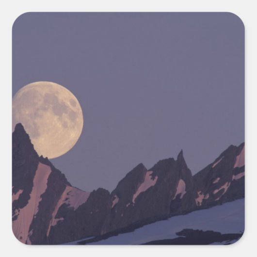Alaska, Chugach Mountains Full moon stijgt Vierkante Sticker (Voorkant)