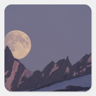 Alaska, Chugach Mountains Full moon stijgt Vierkante Sticker