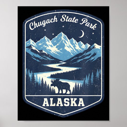 Alaska chugach staatspark moose mountain rivier poster (Voorkant)