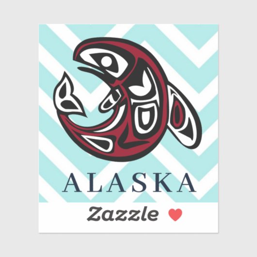 Alaska Coast Native American Orca Killer Whale Art Sticker (Vel)