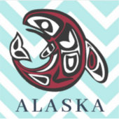 Alaska Coast Native American Orca Killer Whale Art Sticker (Voorkant)