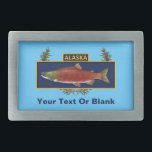 Alaska Combat Fisherman Badge Gesp<br><div class="desc">Op basis van een gemeenschappelijke militaire prijs herdenkt de Combat Fisherman Badge de gevechtsvisserij in Alaska. Het kenmerkt een Zalm van Sockeye, in paaiende rode kleur, op een donkerblauwe achtergrond, over een konifertak woede. De tekst "ALASKA"wordt gevestigd bij de bovenkant van het afbeelding. Voeg je eigen aanvullende tekst toe. Zalmvisserij...</div>