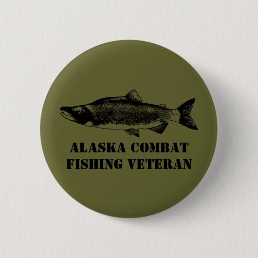 Alaska Combat Vissen Veteran Ronde Button 5,7 Cm (Voorkant)