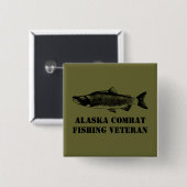 Alaska Combat Vissen Veteran Vierkante Button 5,1 Cm (Voorkant /achterkant)