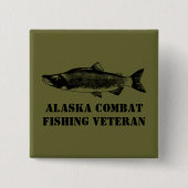 Alaska Combat Vissen Veteran Vierkante Button 5,1 Cm (Voorkant)