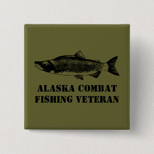 Alaska Combat Vissen Veteran Vierkante Button 5,1 Cm