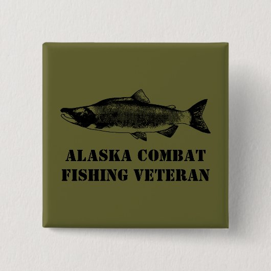 Alaska Combat Vissen Veteran Vierkante Button 5,1 Cm (Voorkant)