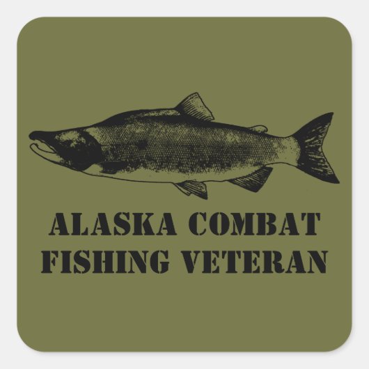 Alaska Combat Vissen Veteran Vierkante Sticker (Voorkant)